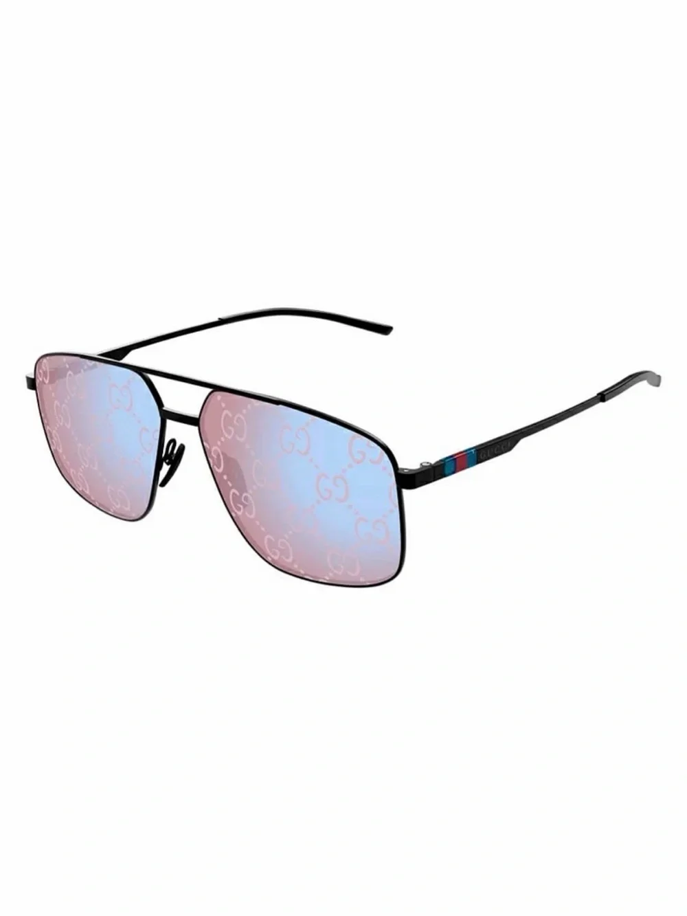 New Gucci GG1676S 005 Sunglasses Black Violet GG Monogram Mirror Authentic